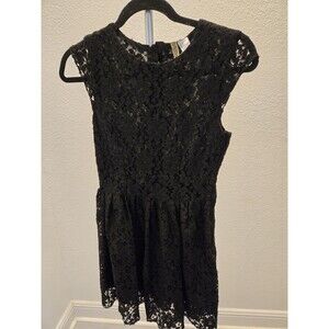 ​HM Divided 6 Black Floral Lace Skater Dress Flare Mini Party High Neck Fit 6